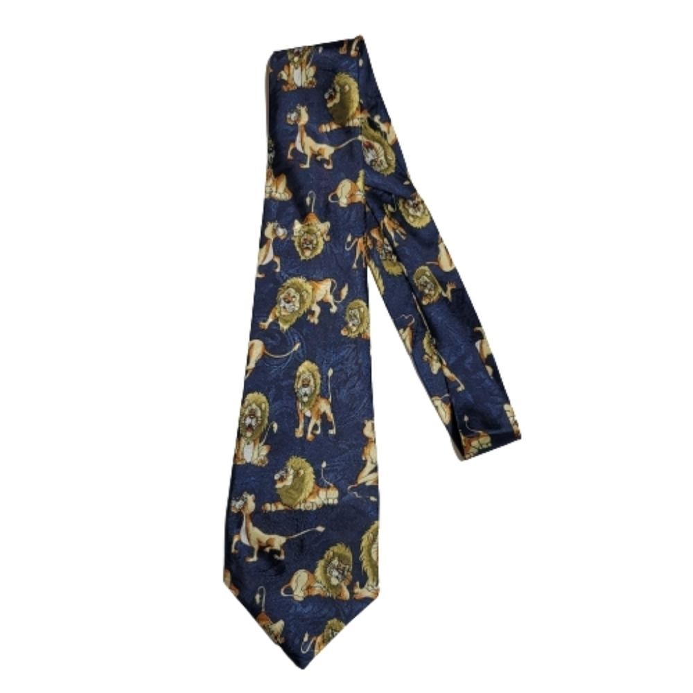 DINO ROMARO NECK TIE lions tigers blue fun
